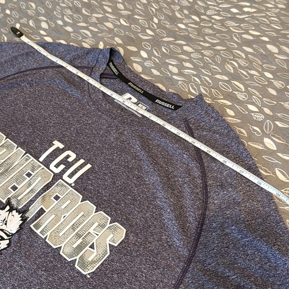 RUSSELL ATHLETIC TCU Horned Frogs Men’s Heathered Purple Dri-Fit Shirt, Medium - Picture 5 of 9